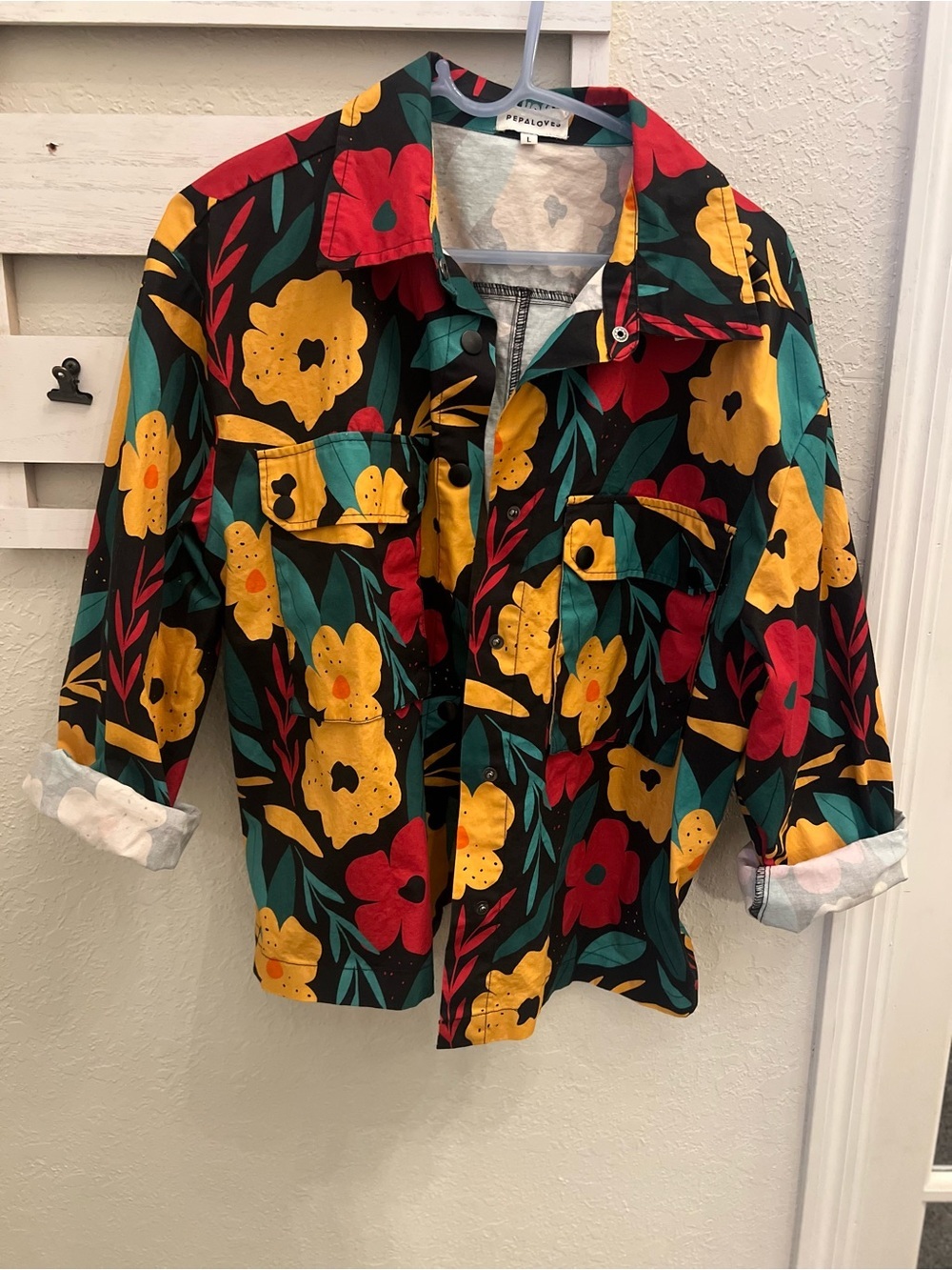 Pepaloves Floral Utility Jacket Anthropologie Style Large - Picture 4 of 8